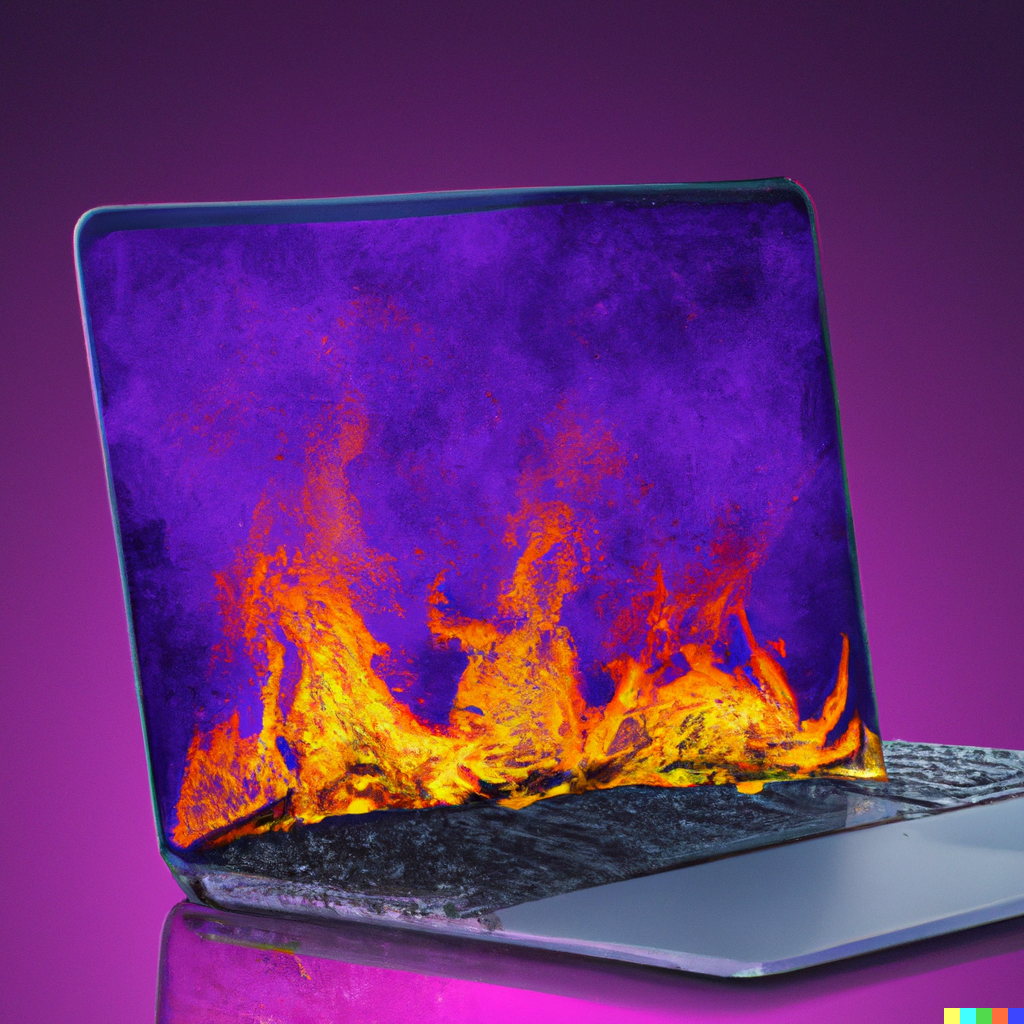 Laptop caught on fire